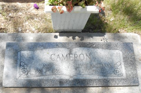Photo of headstones/Jessie MacLennan Cameron d1990 hdstn Cluster Co Cem Montana